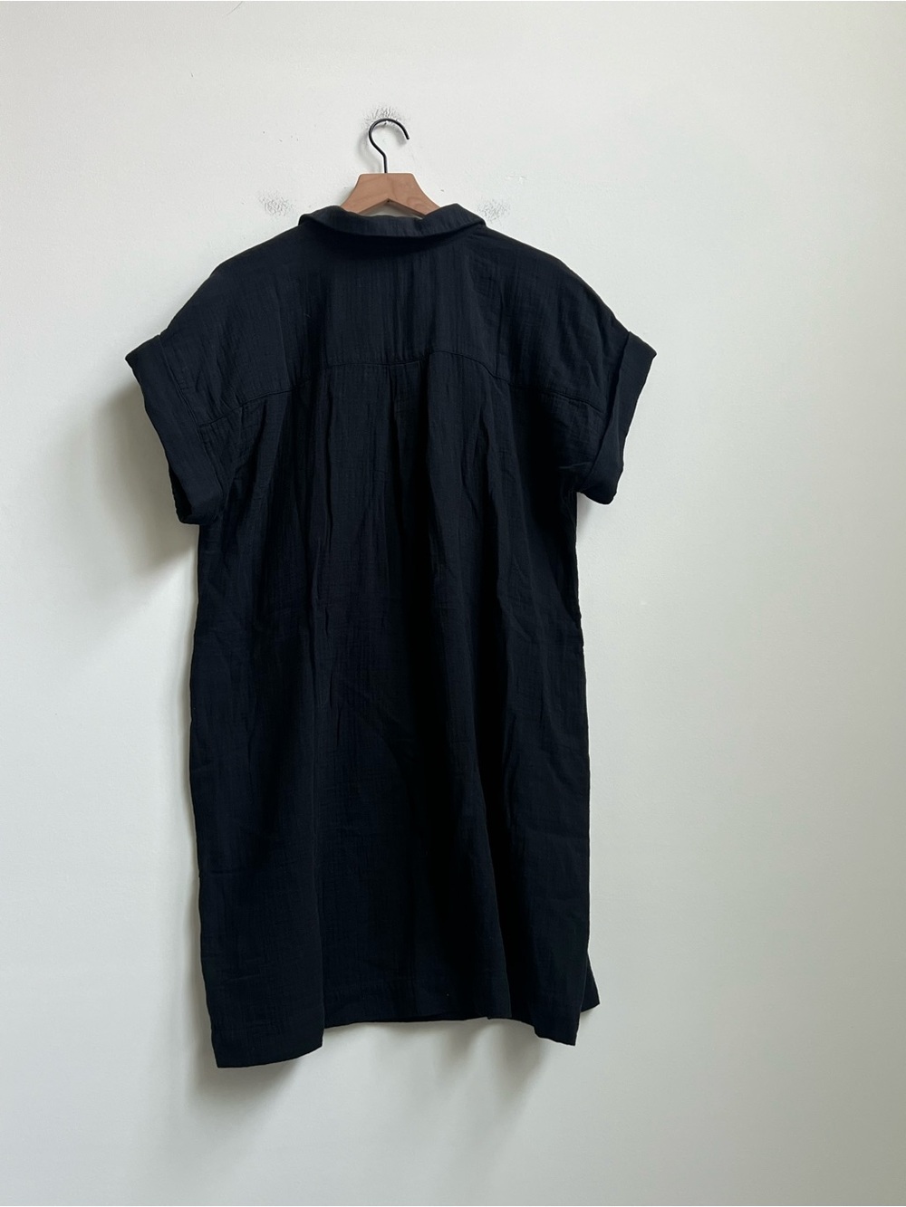New J. Crew Factory Short-Sleeve Gauze Popover Dress Black Vacation Beach XL - Picture 14 of 16